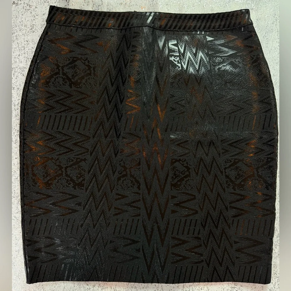 Deb Shops Black Jacquard Stretch Pencil Skirt XL